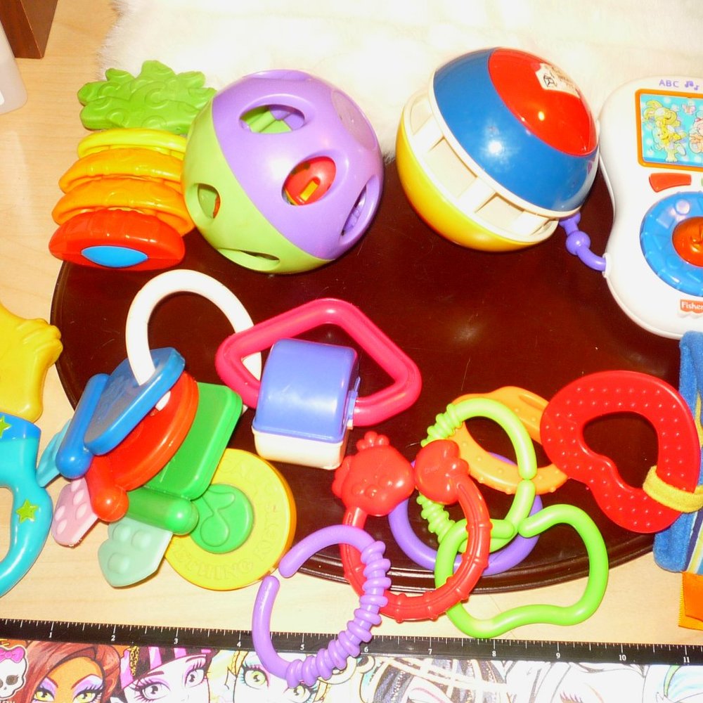 Infant baby toddler huge lot of random teethers soothers rattles toys